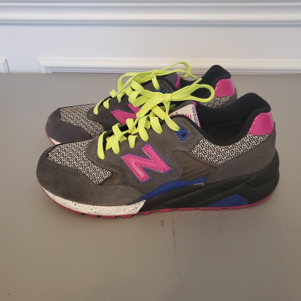 Women's New Balance Classics Elite 580 WRT580GY Grey Lime Pink Running sz 9